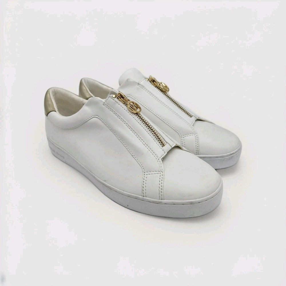New MICHAEL Michael Kors Women's Keaton Zip-Up Slip-On Pale Gold Sneakers US 9.5 - Picture 1 of 6